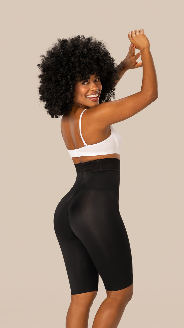 SXA-06313 Short pierna larga, talle alto, glúteos prehormados (Negro)