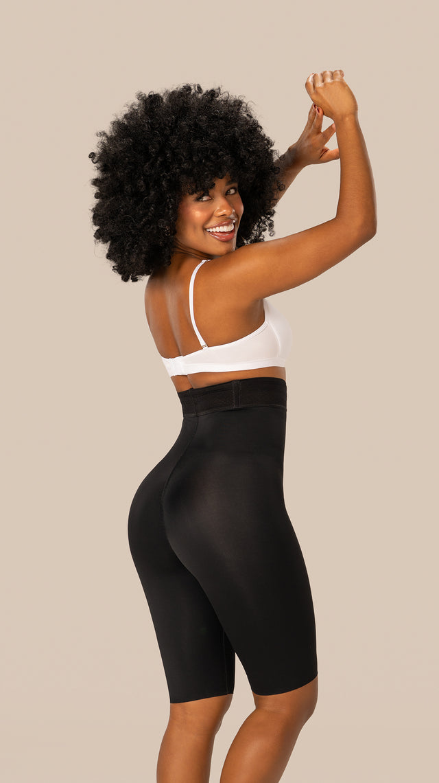 SXA-06313 Short pierna larga, talle alto, glúteos prehormados (Negro)